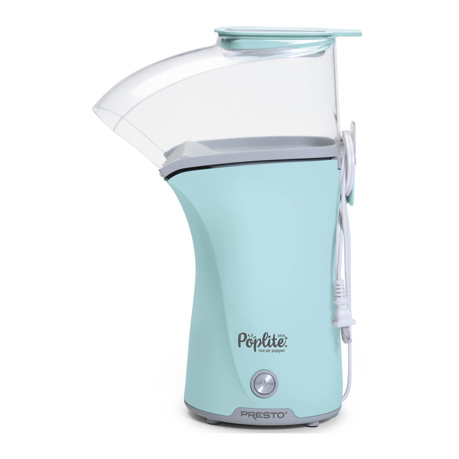 Presto PopLite Plus 04867 - Hot Air Popper Manual