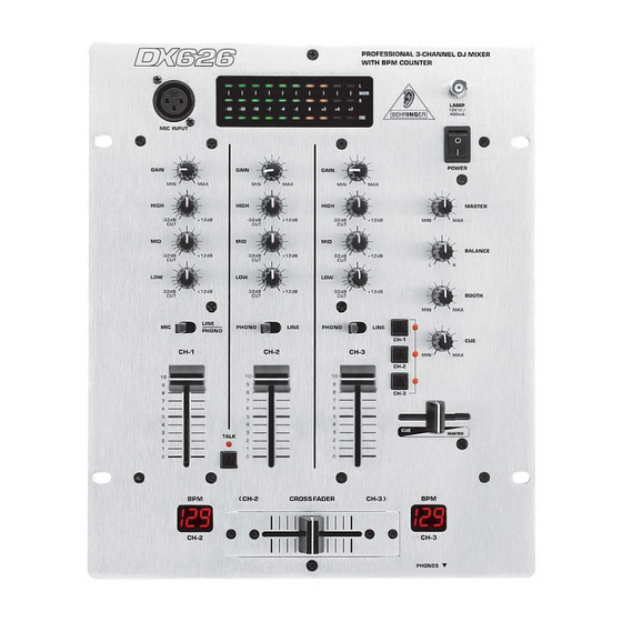 Behringer Pro Mixer DX626 User Manual