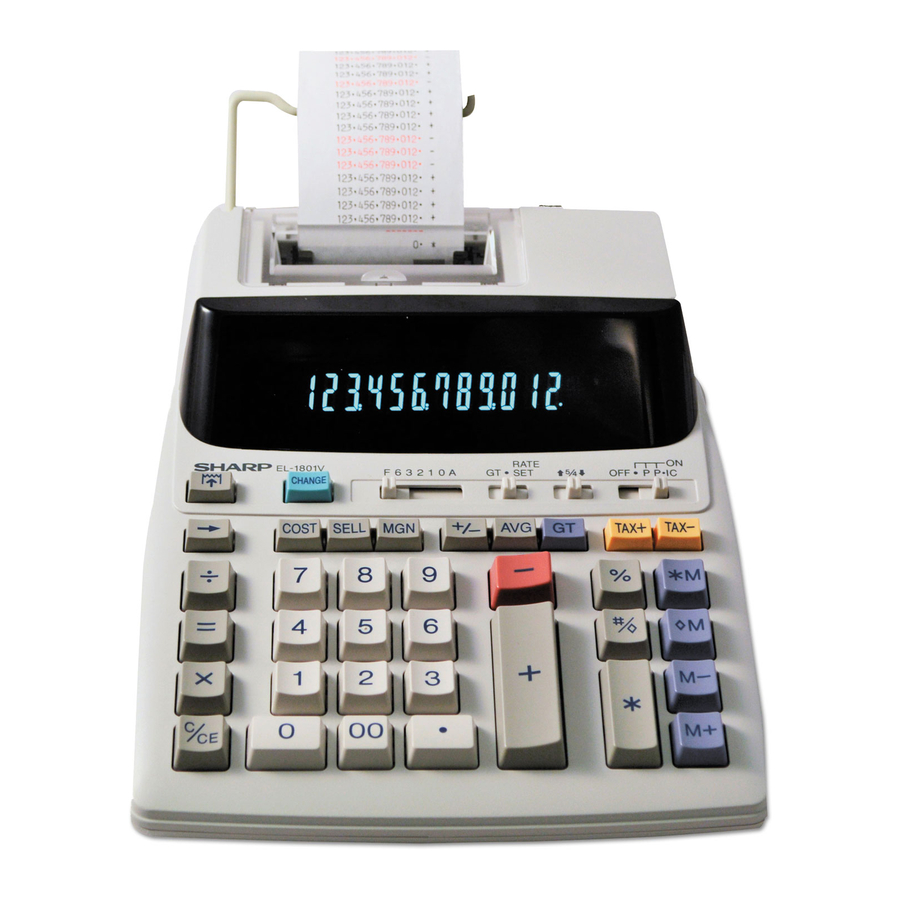 Sharp EL-1801V Operation Manual