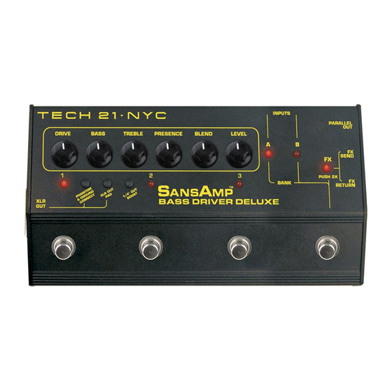 TECH 21 SANSAMP BASS DRIVER DI OWNER'S MANUAL Pdf Download | ManualsLib