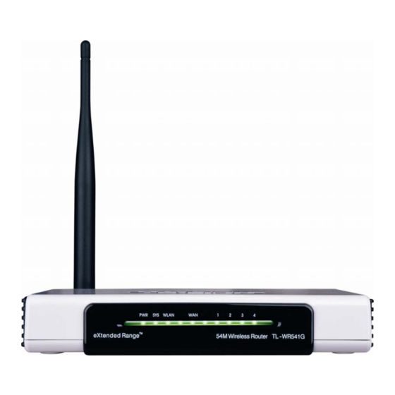 TP-LINK TL-WR541G - Wireless Router Manuals