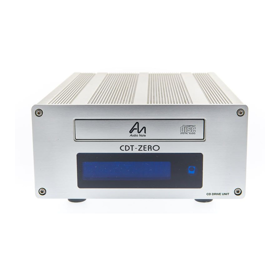 Audio Note CDT ZERO Transport Owner's Information