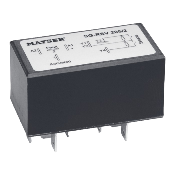 MAYSER SG-RSV 205 Operating Instructions Manual