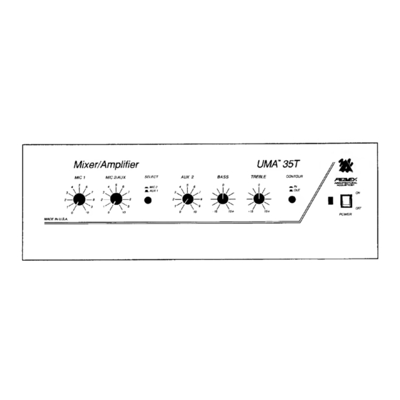 Peavey ARCHITECTURAL ACOUSTICS UMA 35T Operating Manual