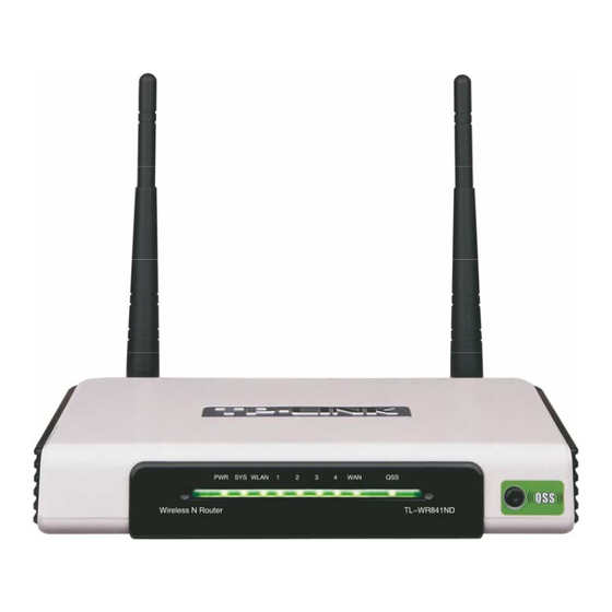 TP-Link TL-WR841ND - Wireless N Router Atheros 2T2R 2.4GHz 802.11n 2.0 User Manual