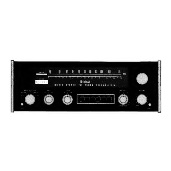 McIntosh MX 115 Service Information