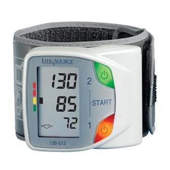 LifeSource ADVANCE MEMORY WRIST UB512 Technical Specifications