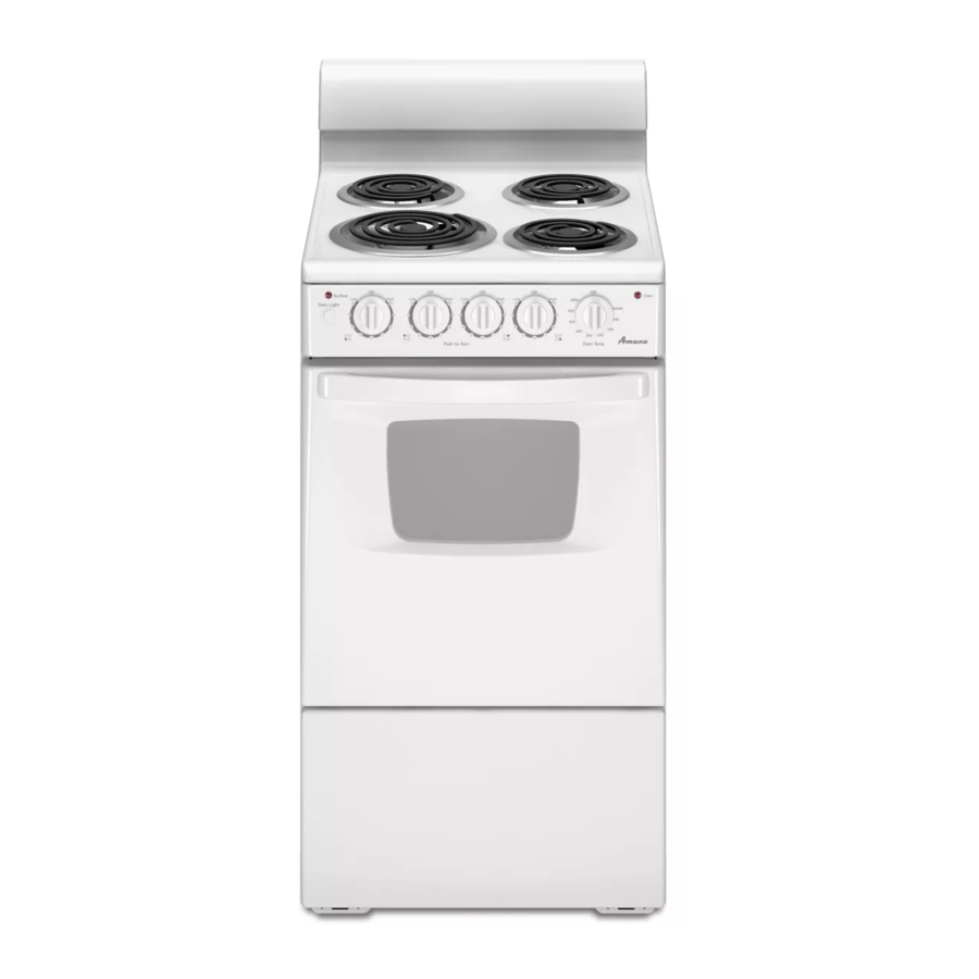 AMANA AEP222VAW - 20-inch Electric Range Oven with Versatile Cooktop Manual