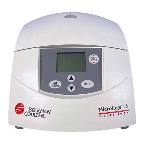 Beckman Coulter Microfuge 16 Instructions For Use Manual