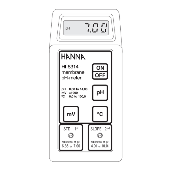 Hanna Instruments HI 8314 Instruction Manual