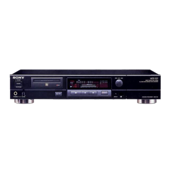 Sony MDS-501 - Mini Disc Recorder Manuals