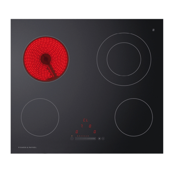Fisher & Paykel CE604DTB Electric Cooktop Manuals