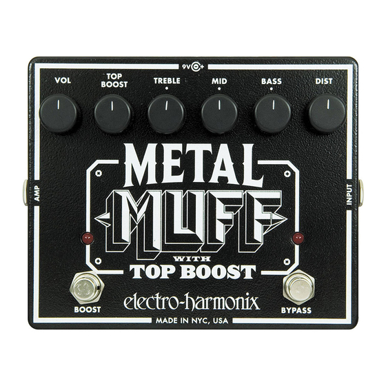 Electro-Harmonix METAL MUFF with TOP BOOST Quick Start Manual