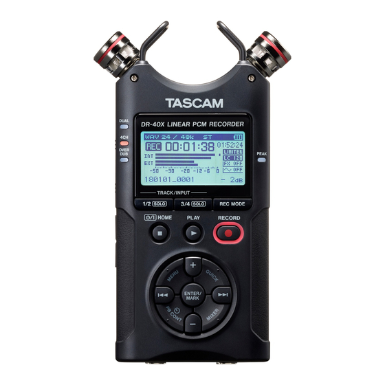 Tascam DR-40X Quick Start Manual