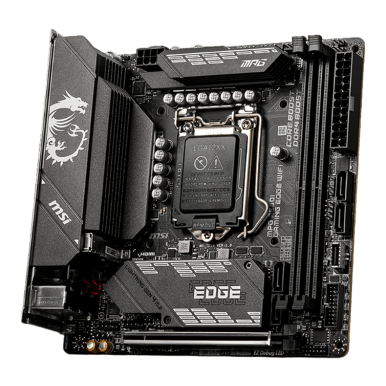 MSI MPG B560I GAMING EDGE WIFI Quick Start Manual