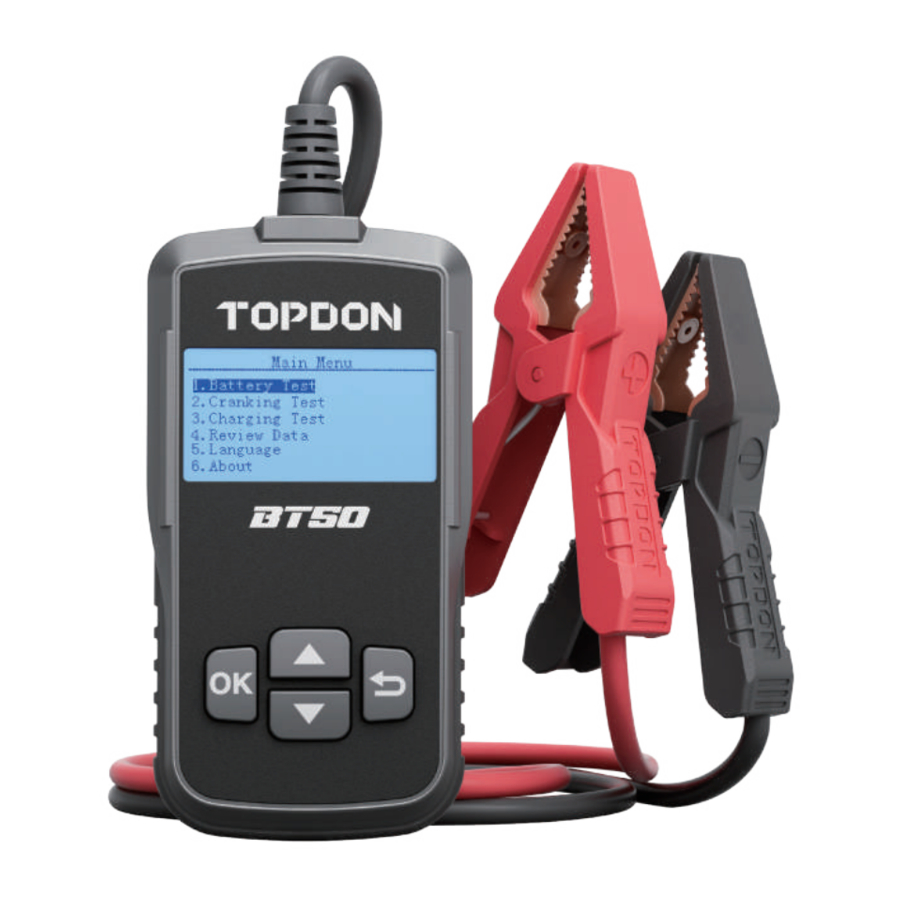 Topdon BT50 - 12V Battery Tester 100-2000 CCA Manual