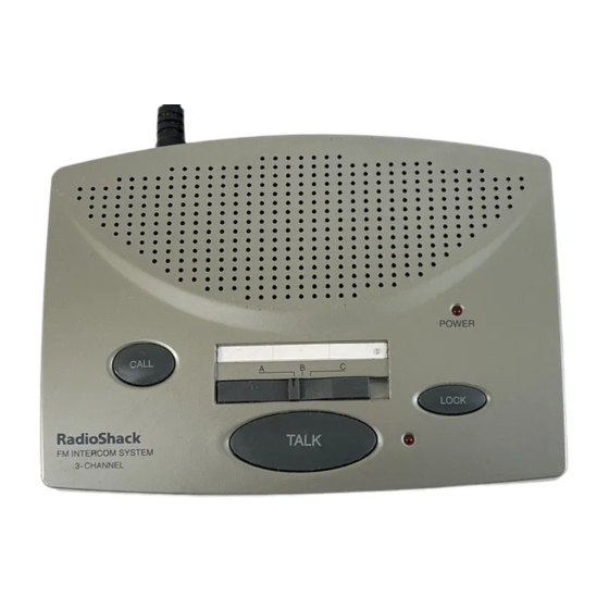 Radio Shack 43-3105 - Intercom System Manual