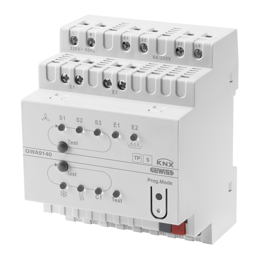 Gewiss CHORUS GWA9140 - KNX Fan Coil Actuator - DIN Rail Mounting Manual