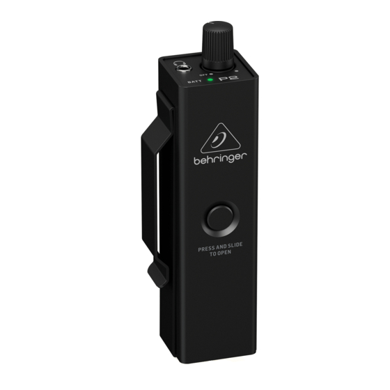 Behringer P2 Quick Start Manual