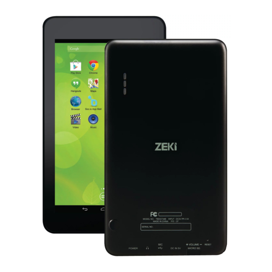 Zeki TBDG774B Quick Start Manual