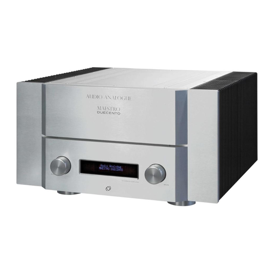 Audio Analogue MAESTRO DUECENTO Owner's Manual