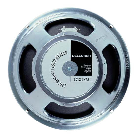 Celestion Classic Series G12T-75 Specifications