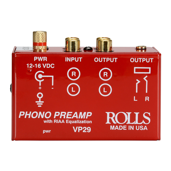 Rolls VP29 Owner's Manual