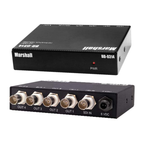 Marshall Electronics SDI VIDEO DISTRIBUTION AMPLIFIER BD-0314 User Manual
