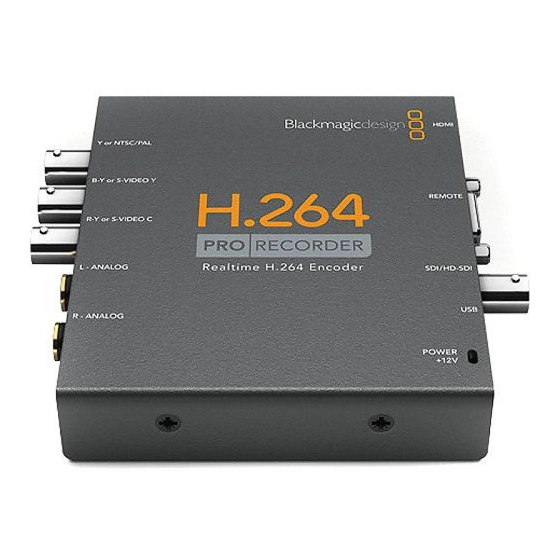 Blackmagicdesign H.264 Pro Operation Manual