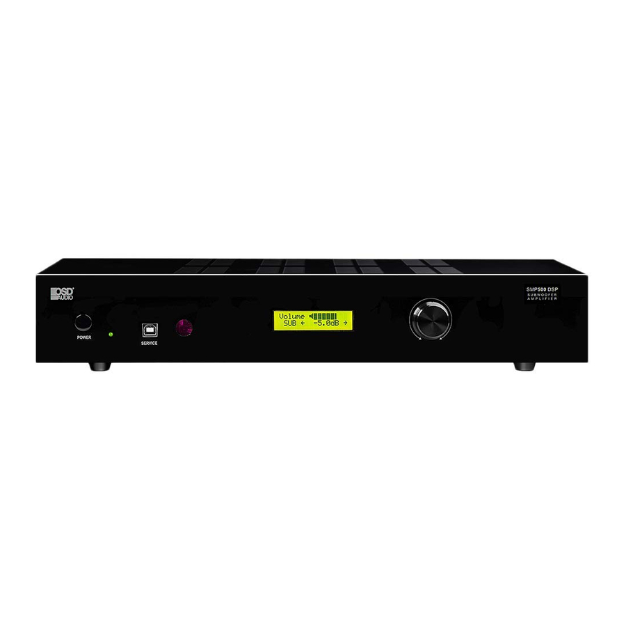 OSD SMPS500DSP - Subwoofer Amplifier Manual