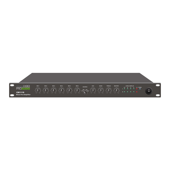 Soundchoice PROAudio CM111S Installation And Operation Manual