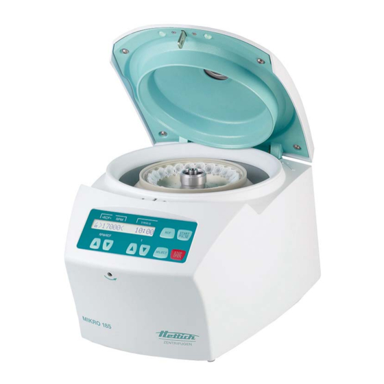User Manuals: Hettich MIKRO 185 Micro Centrifuge