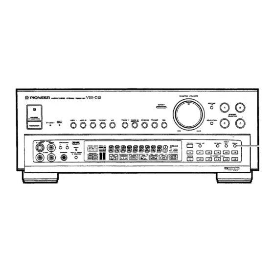 Pioneer VSX-D2S Audio Video Receiver Manuals