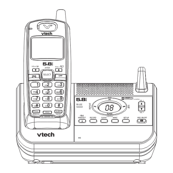 VTech Cordless Phone with Digital Answering System and Caller ID Quick Start Manual