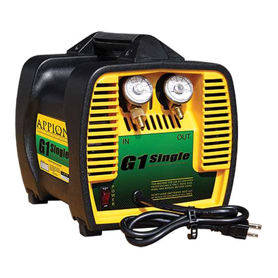 Appion G1 Single Operation Manual