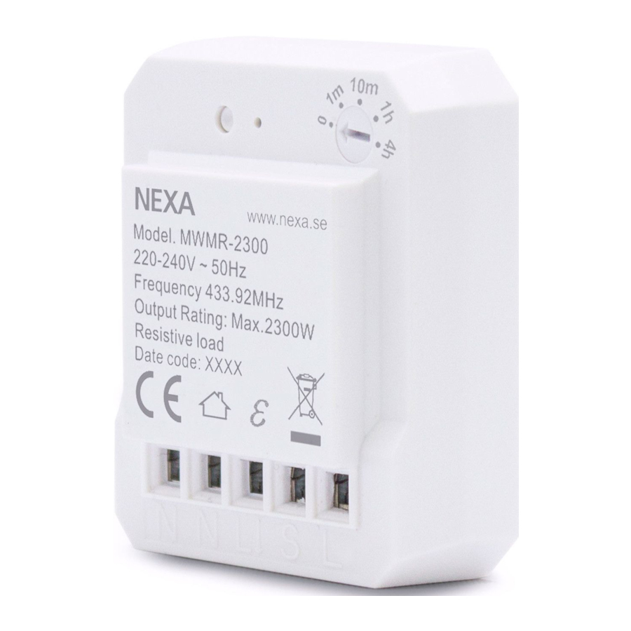 Nexa MWMR-2300 - Built-In Relay Manual
