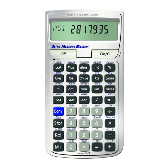 Calculated Industries ULTRA MEASURE MASTER 8025 Pocket Reference Manual
