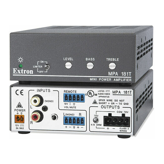 Extron electronics MPA 181T Amplifier Manuals