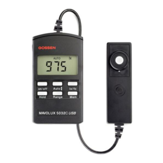 User Manuals: PCE Instruments Gossen ML 5052C USB Meter