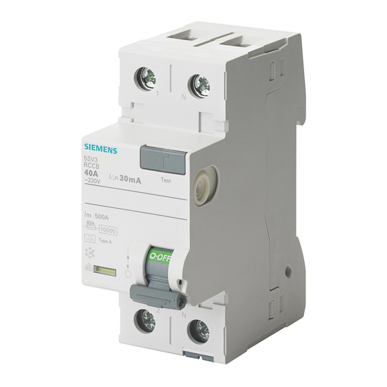 Siemens 5SV3 Series Operating Instructions