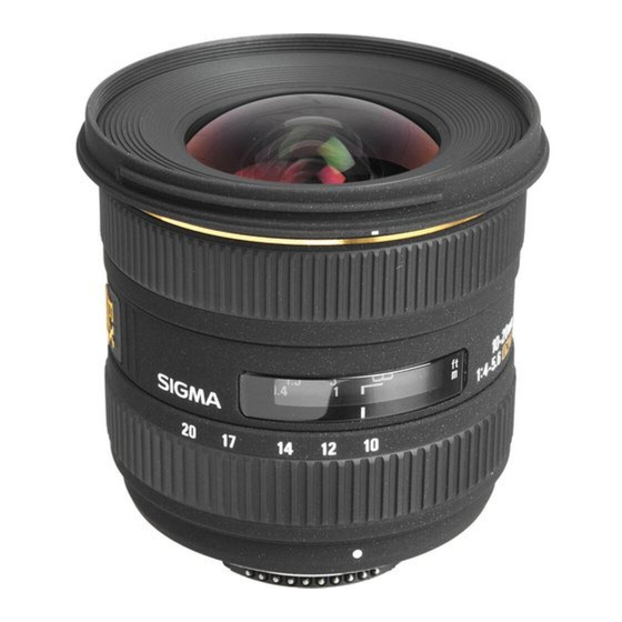 Sigma 1 0-20mm F4-5.6 EX DC Instructions Manual