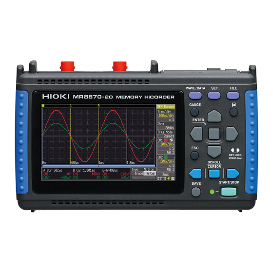 Hioki MEMORY HiCORDER MR8870-20 Measurement Manual