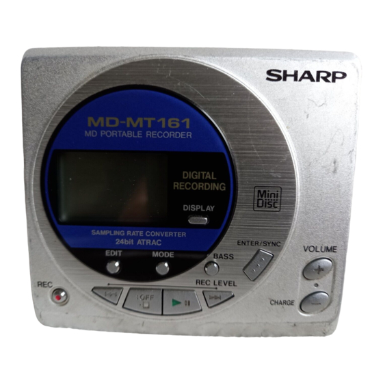 Sharp MD-MT161E Operation Manual