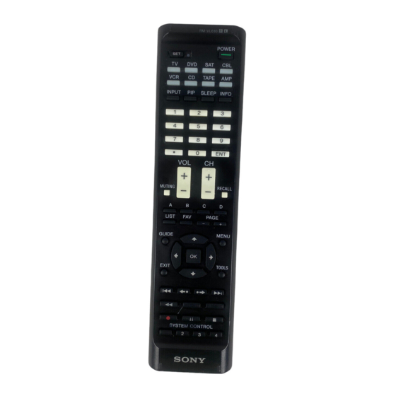 Sony RM-VL610 - Integrated Remote Commander Manuals