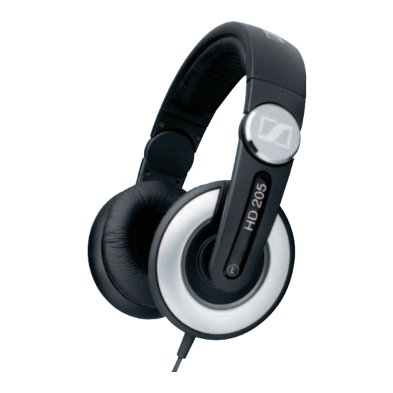 Sennheiser HD 205 Specification Sheet