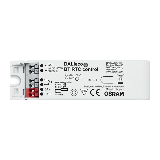 Osram DALIeco BT RTC Operating Instructions Manual