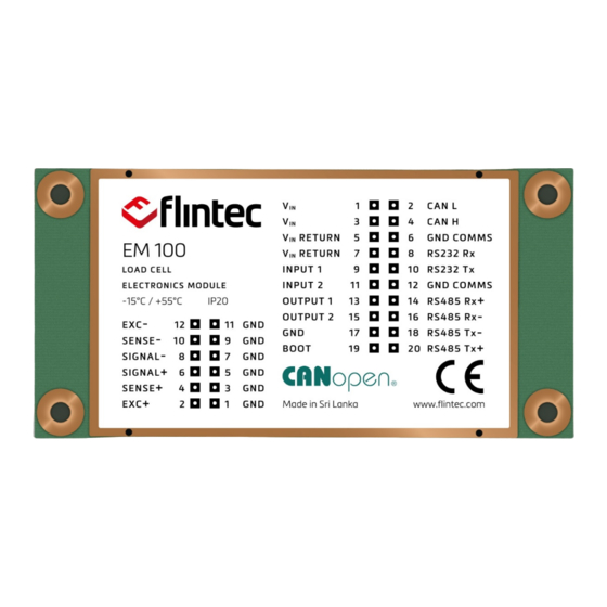 Flintec EM100-F Cell Digitising Unit Manuals