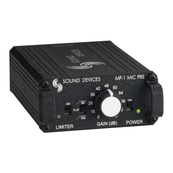 Sound Devices MP-1 User Manual And Technical Information