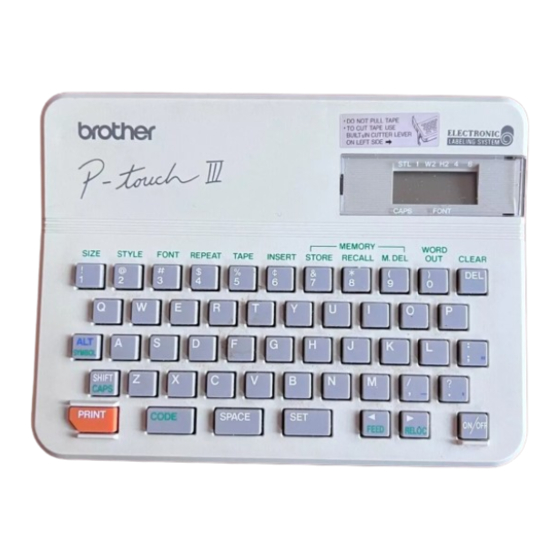 Brother P-Touch 3 Electronic Label Maker Manuals