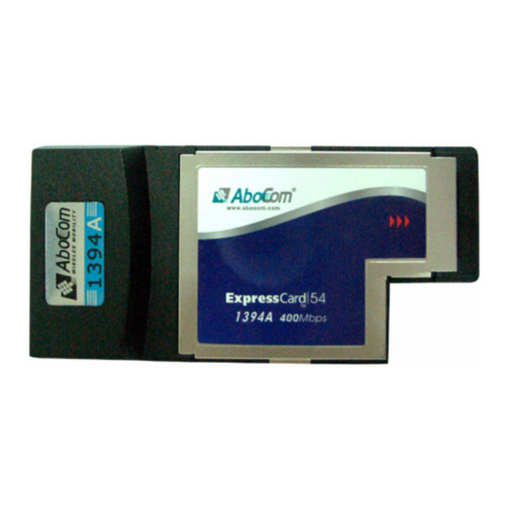 Abocom ExpressCard FireWire/1394a Host Adapter E94A Quick Installation Manual